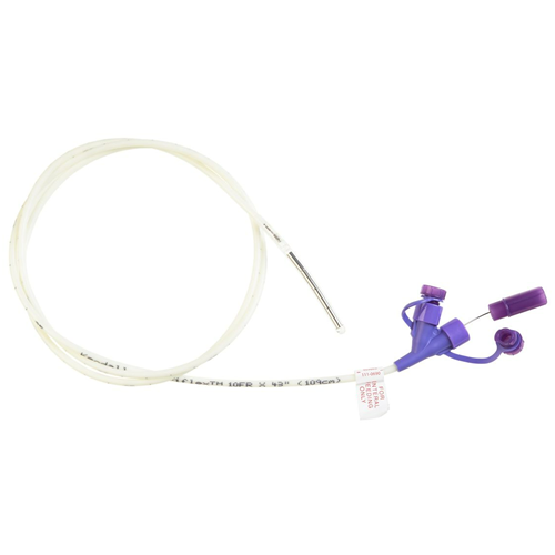 Kangaroo Polyurethane Nasogastric Feeding Tube with Enfit Connection, Radiopaque Line, Rigid Port, 3G Weighted Tip, 8FR, 36IN