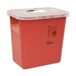 2 Gallon Red Sharps Container With Rotor Lid 10" H X 7.25" D X 10.5" W