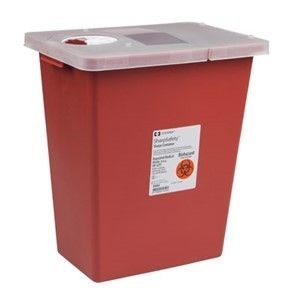 8 Gallon Red Sharps Container With Hinged Lid 10/Ca