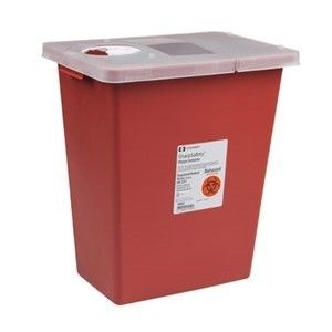 18 Gallon Red Sharps Container With Hinged Lid 5/Ca