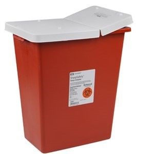 8 Gallon Red Sharps Container With Hinged And Sealing Gasket Lid 10/Ca