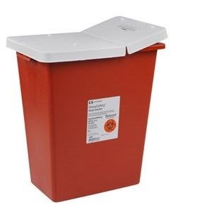 18 Gallon Red Sharps Container With Hinged And Sealing Gasket Lid 5/Ca