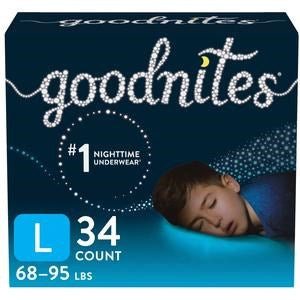 GoodNites Youth Pants for Boys Large 34/CS