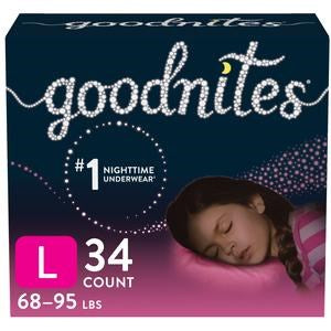 GoodNites Youth Pants for Girls Large 34/CS