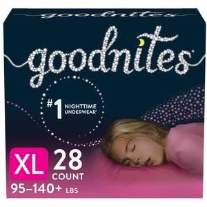 GoodNites Youth Pants for Girls X-Large 28/CS