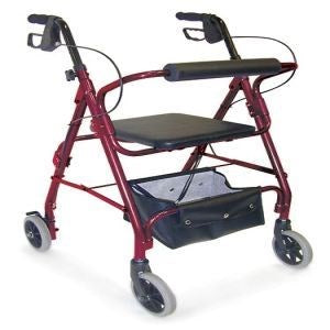 Aluminum Rollator Adjustable Seat Height Burgundy