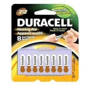 Zinc-Air Battery Duracell 312 Cell 1.4 Disposable 8 Pack