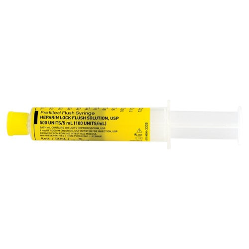 Med Stream Heparin Sodium, Porcine Preservative Free 100 U / mL Solution Prefilled Syringe 5 mL Fill in 12 mL Syringe