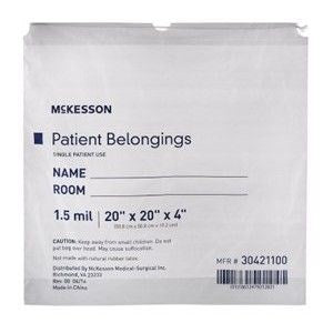 Patient Belongings Bag 4 X 20 X 20 Drawstring Closure White 250/CS