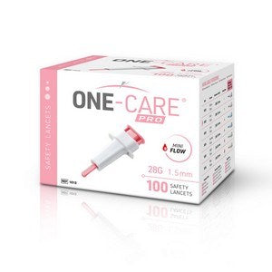 One-Care Pro Safety Lancets 28G X 1.5mm Miniflow Pink 100/BX