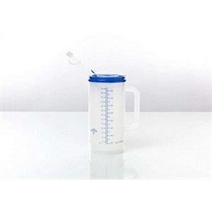 Mug, Insulated Clear, Graduated, Blue Lid, 32 Oz. 48/Case