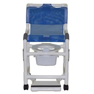 Shower Chair Open Seat 3" Casters Double Drop Arm Slide Out Footrest
