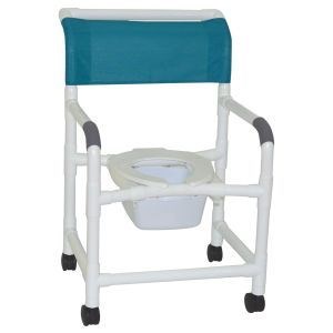 Shower Chair 22" Int Width White Slide Out Commode 375 lb Capacity