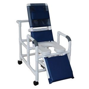 Shower Chair Reclining w/ Deluxe Elongated Open Front El Leg Ext