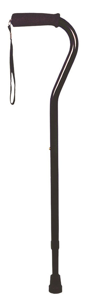 Deluxe Adjustable Cane Offset W/Wrist Strap-Black - QG Med