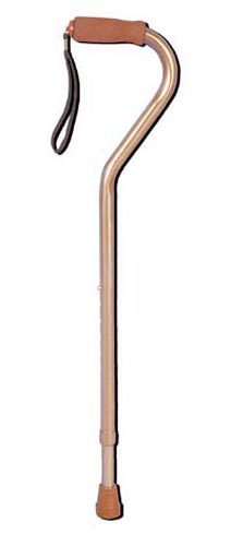 Deluxe Adjustable Cane Offset W/Wrist Strap-Bronze - QG Med