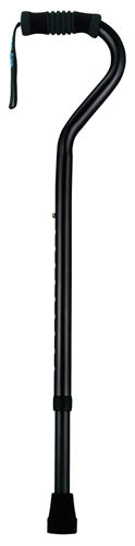 Standard Offset Walking Cane Adjustable Aluminum  Black - QG Med