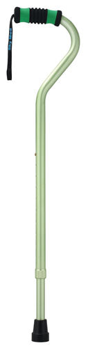 Standard Offset Walking Cane Adjustable Aluminum  Green - QG Med
