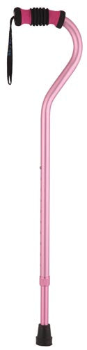 Standard Offset Walking Cane Adjustable Aluminum Pink - QG Med