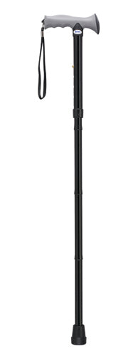 Folding Cane Alum w/Gel Grip Black - QG Med