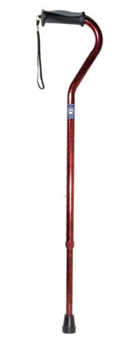 Offset Cane Alum w/Gel Grip Red Crackle - QG Med