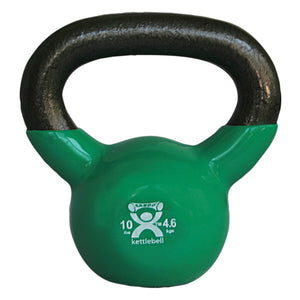 Kettlebell Vinyl Coated Weight Green  10lb  9  Diameter - QG Med