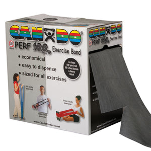 Cando No Latex Exercise Band Black X-Heavy 100yd Dspnsr Box - QG Med