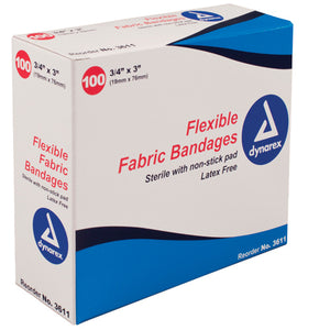Flexible Fabric Bandages 3/4 x3  Sterile Bx/100 - QG Med