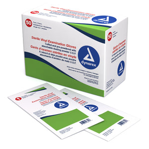 Sterile Vinyl Exam Gloves Small - 50 Pr/ Bx - QG Med
