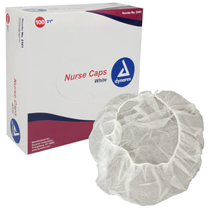 Surgical Caps White 21  Bx/100 - QG Med