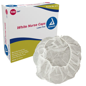 Surgical Caps White 24  Bx/100 - QG Med