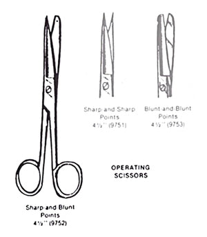 Operating Scissors- Sharp/Blunt- 4 1/2  Straight - QG Med