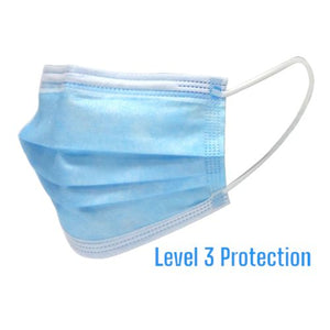 Disposable Face Mask Bx/50 w/EarLoops 3-Ply Level 3  Blue - QG Med