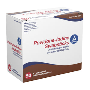 Povidone Iodine Swabstick Bx/50 - QG Med
