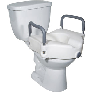Raised Toilet Seat w/ Lock & Padded Removable Arms Retail - QG Med