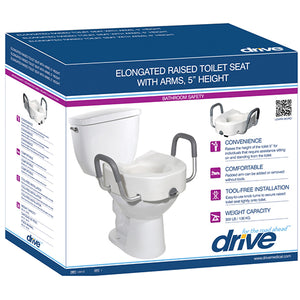 Raised Toilet Seat With Lock & Alum Det Arms Elongated - QG Med