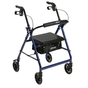 Rollator 4-Wheel with Pouch & Padded Seat Blue - Drive - QG Med