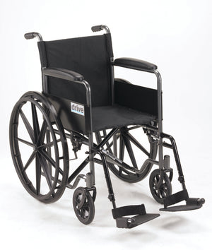 Wheelchair 18   w/Fixed Full Arms & Swingaway Det Footrests - QG Med