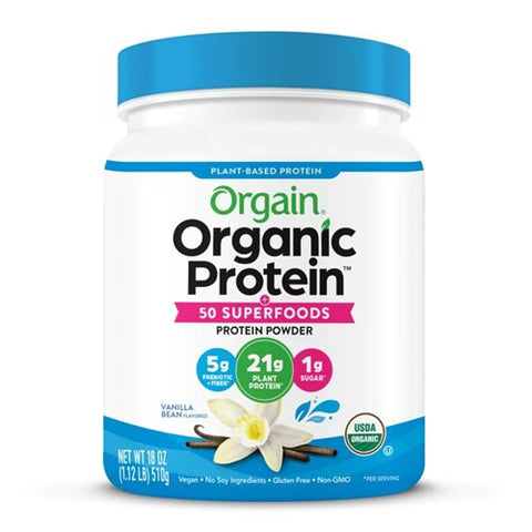 Organic Protein + 50 Superfoods Powder Plant Based Vanilla Bean 18 OZ