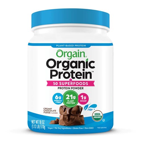 Organic Protein + 50 Superfoods Powder- Plant Based Chocolate Fudge 18 OZ