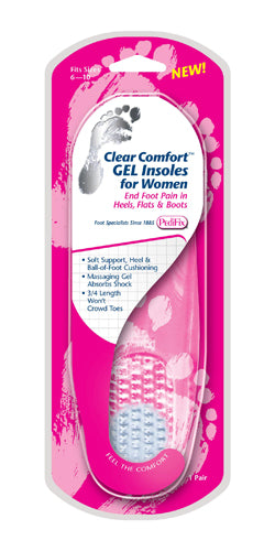 Clear Comfort Gel Insoles for Women Fits Sizes 6-10 Pair