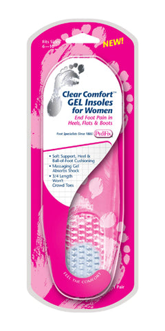 Clear Comfort Gel Insoles for Women Fits Sizes 6-10 Pair