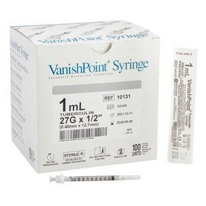 Safety Syringe 1 mL 27G X 1/2" Vanish Point 100/BX