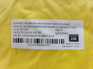 Ansell Alphatec 682300 Bound Hooded Sock Coverall Size 2Xl 817064