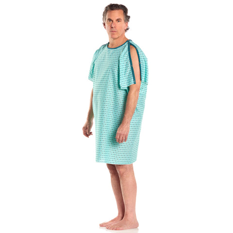 Patient I.V. Gown Geometric Print for Easy Nursing Care