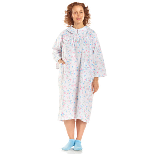 Flannelette Patient Gown Women Small-Medium Pink Blue Floral