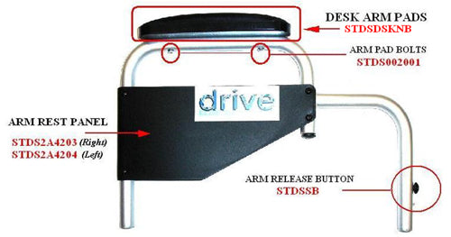 Arm Pad Bolt Set/1 Ea. for Bariatric Wheelchair Repair