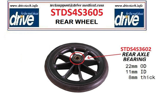 Rear Wheel for 10950BSV 1each Lightweight Transport Wheelchair