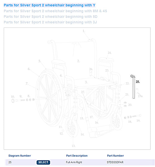 Full Arm Assembly For Drive Silver Sport Right 1ea