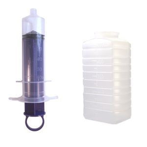 60mL Flush And Bolus Feed Enfit Tip Syringe (Thumb Ring) w/500mL Container